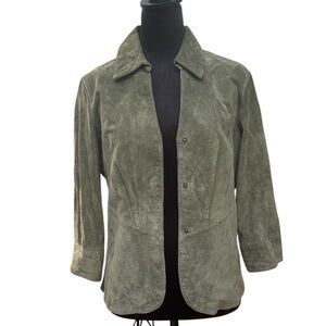 Olive Green 100% Leather Suede Women's Jacket